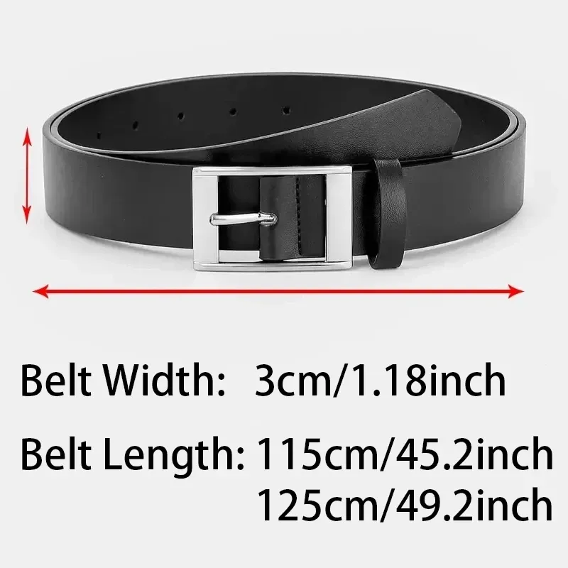 New Luxury Men's PU Leather Belt with Metal Pin Buckle - High Quality Designer Waist Strap for Jeans thumbnail 2