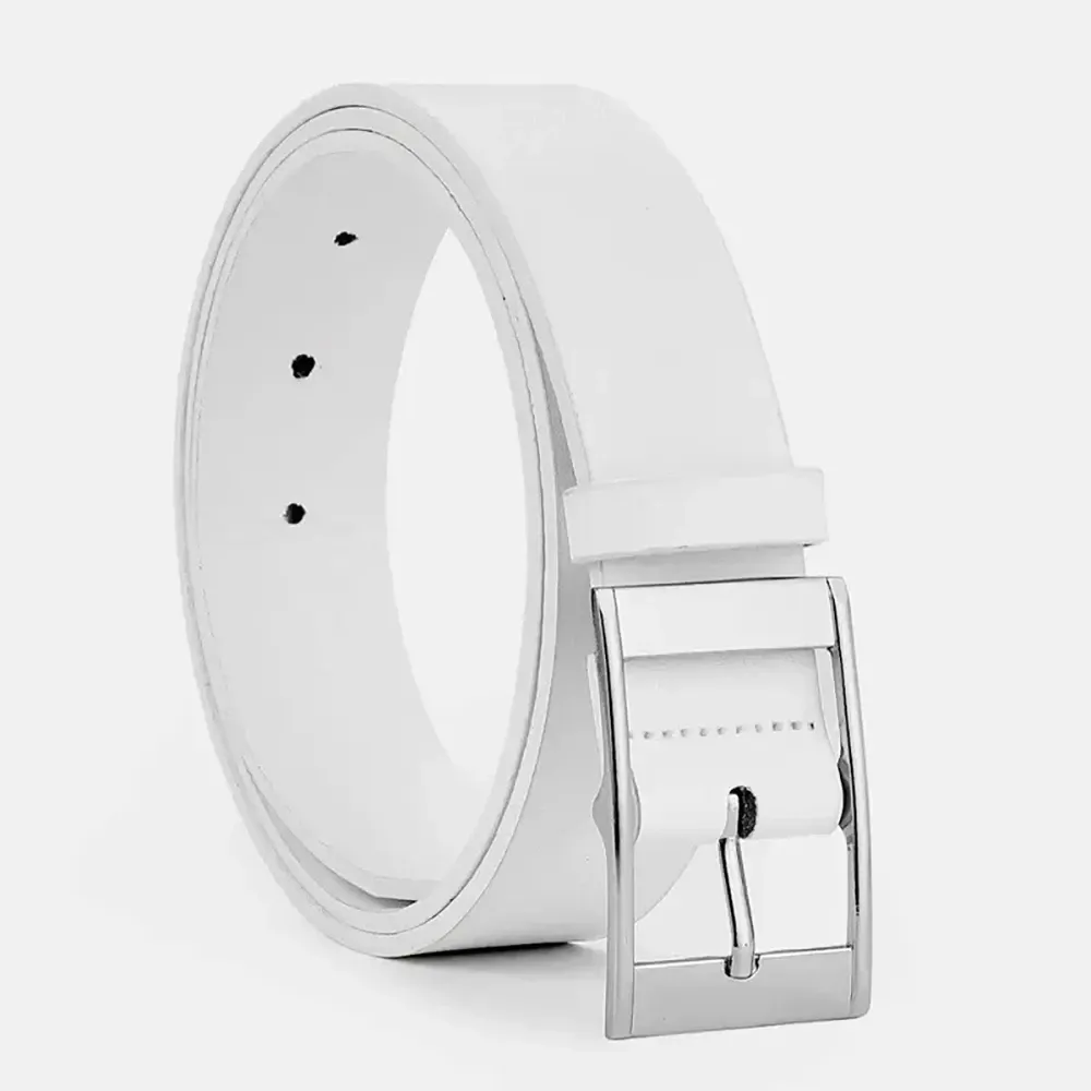 New Luxury Men's PU Leather Belt with Metal Pin Buckle - High Quality Designer Waist Strap for Jeans thumbnail 4