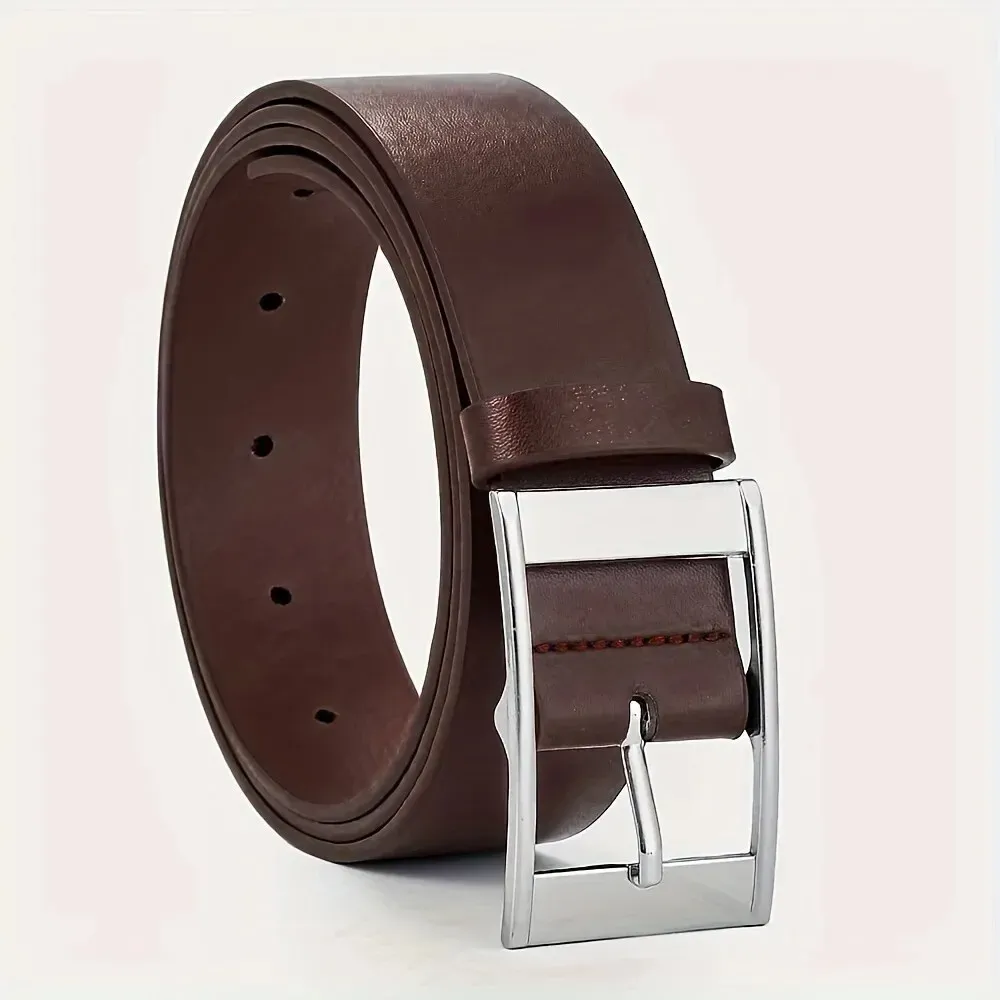 Luxury Men's PU Leather Belt with Metal Pin Buckle - High Quality Designer Waist Strap for Jeans & Casual Wear thumbnail 5