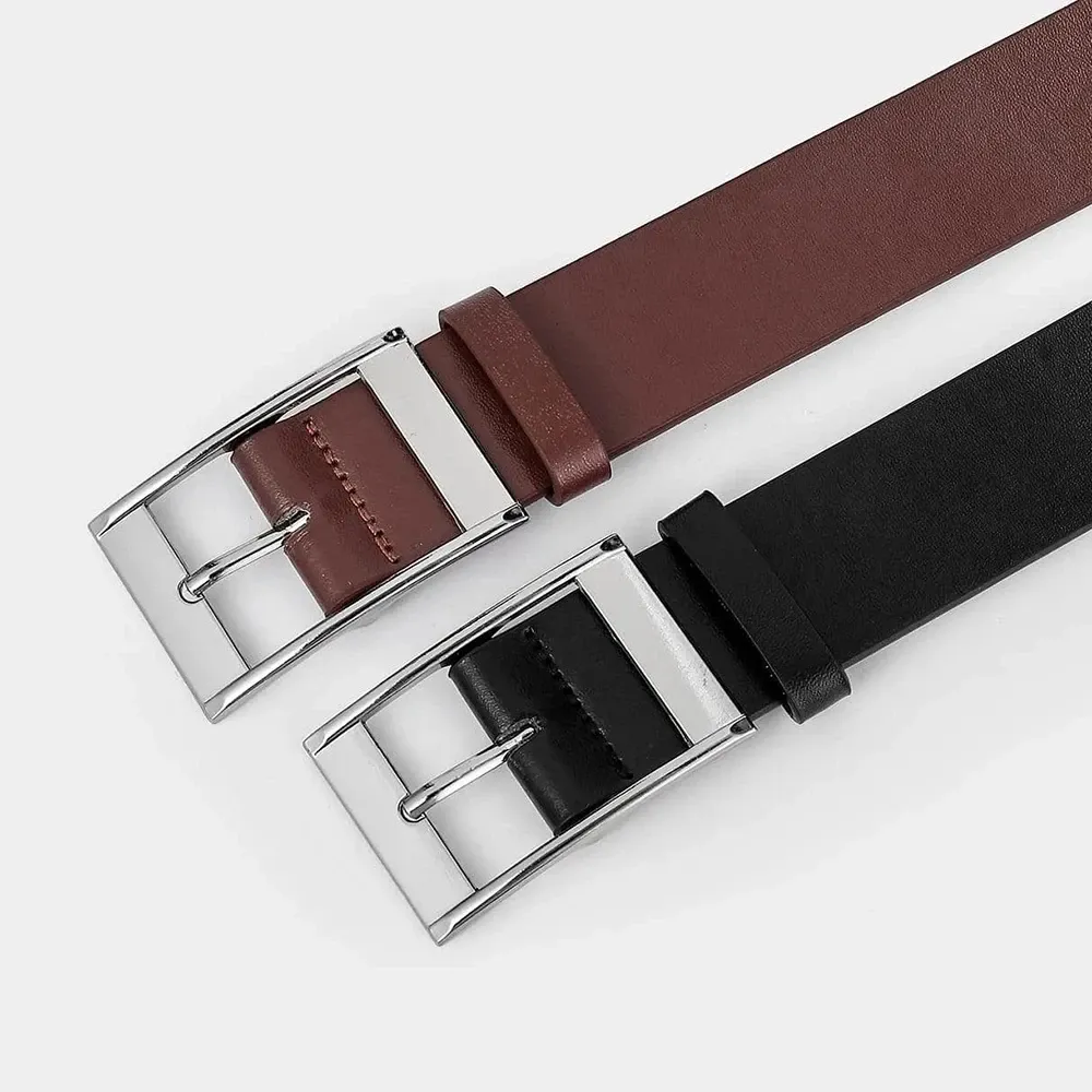 Luxury Men's PU Leather Belt with Metal Pin Buckle - High Quality Designer Waist Strap for Jeans & Casual Wear showcase 3