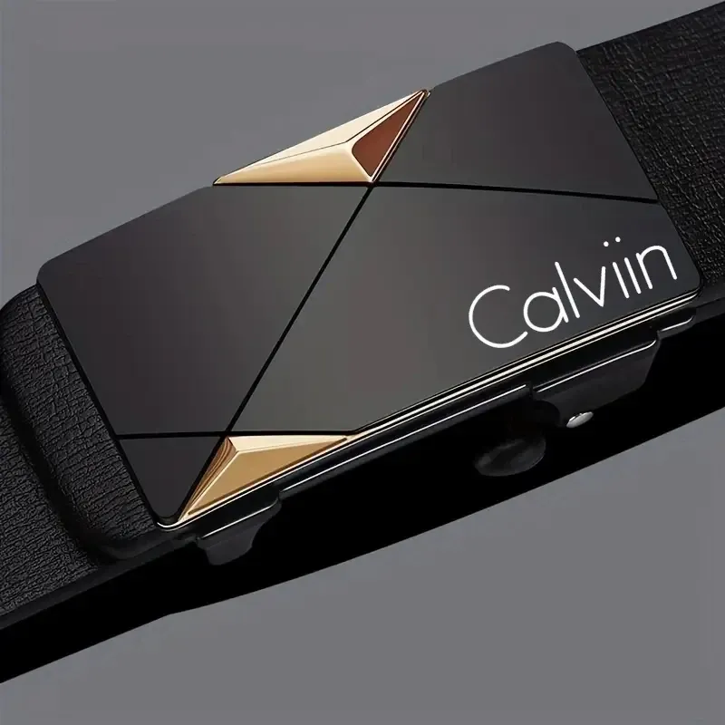Men's Fashion PU Leather Belt with Automatic Buckle - Stylish Accessory for Casual, Work, Business, Party, and Festival Wear thumbnail 3