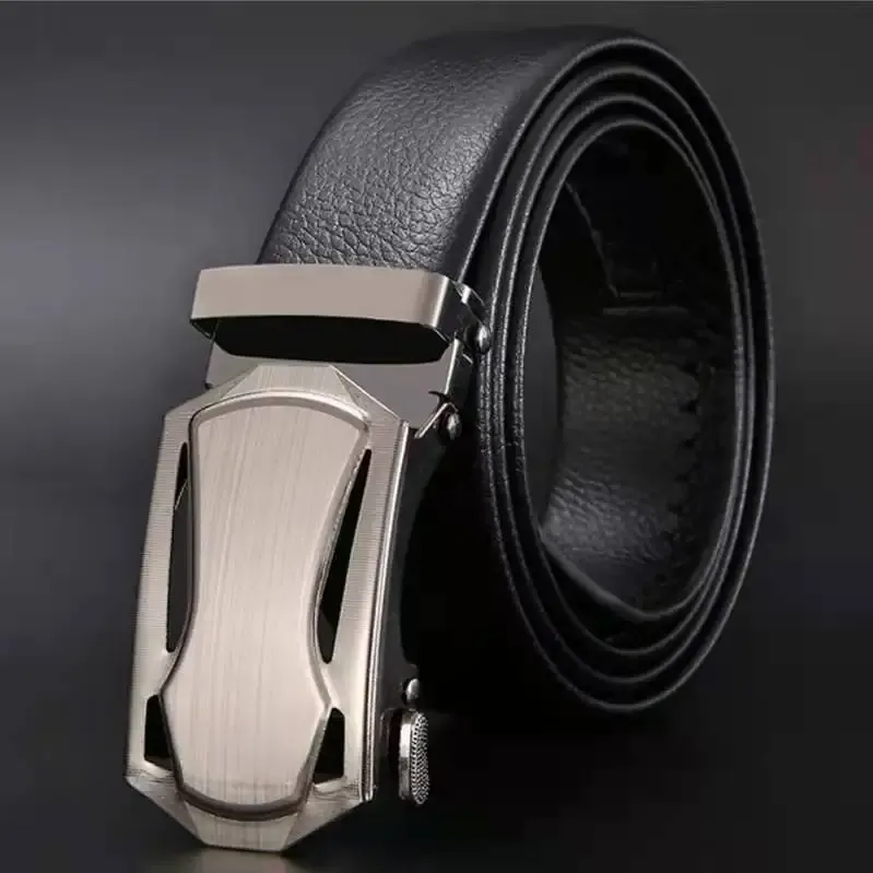 Premium PU Leather Men's Belt with Stylish Metal Buckle - Versatile Fashion Accessory for Business Casual and Jeans