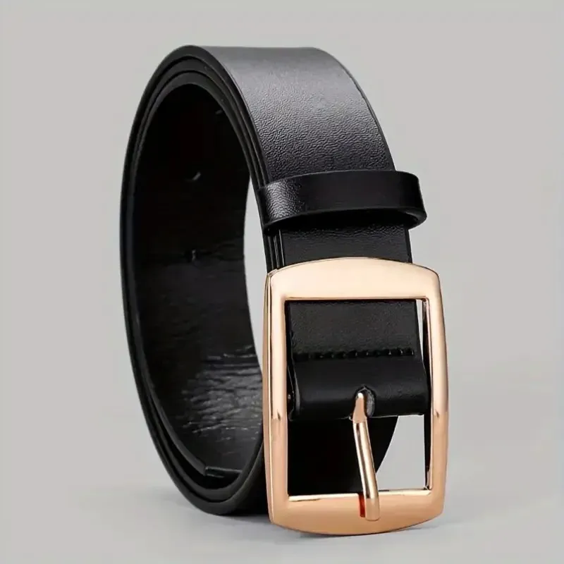 New Luxury Men's PU Leather Belt with Metal Pin Buckle - High Quality Designer Waist Strap for Jeans, Casual Wear, Plus Size Options Available thumbnail 4