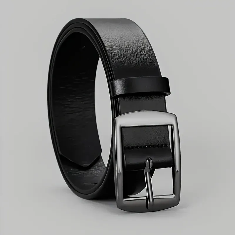 New Luxury Men's PU Leather Belt with Metal Pin Buckle - High Quality Designer Waist Strap for Jeans, Casual Wear, Plus Size Options Available showcase 9