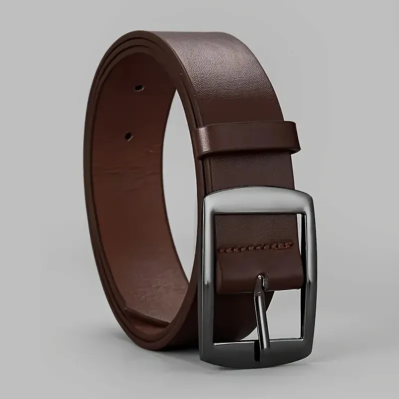 New Luxury Men's PU Leather Belt with Metal Pin Buckle - High Quality Designer Waist Strap for Jeans, Casual Wear, Plus Size Options Available showcase 10