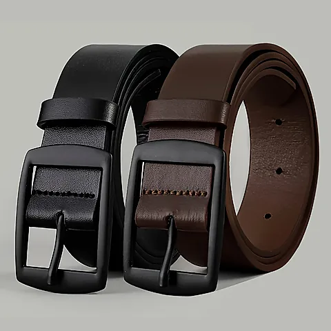 New Luxury Men's PU Leather Belt with Metal Pin Buckle - High Quality Designer Waist Strap for Jeans, Casual Wear, Plus Size Options Available