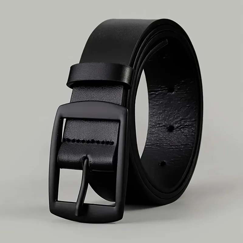 New Luxury Men's PU Leather Belt with Metal Pin Buckle - High Quality Designer Waist Strap for Jeans, Casual Wear, Plus Size Options Available showcase 3