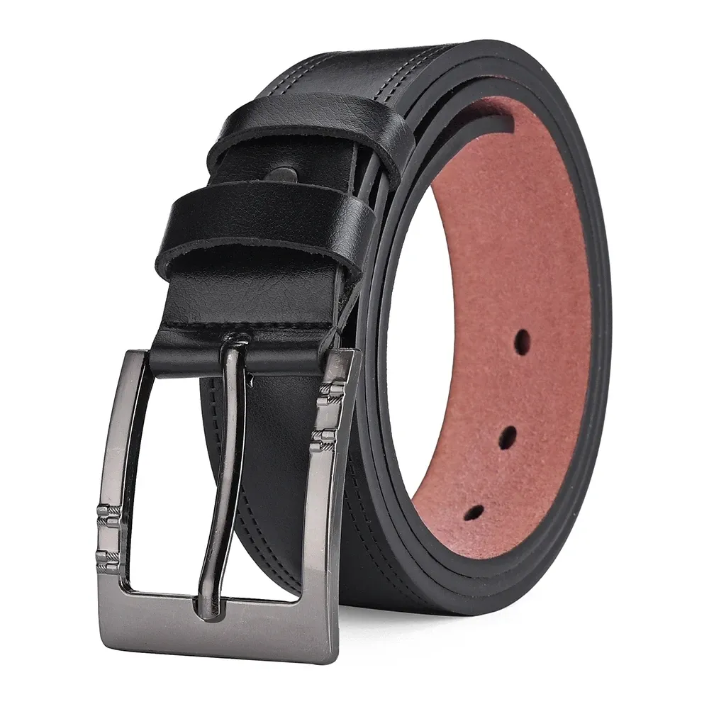 Genuine Leather Men's Belt - High Quality Cowskin Casual Jeans Belt with Business Buckle, Designer Waistband for Fashionable Men - 2024 New Style showcase 4