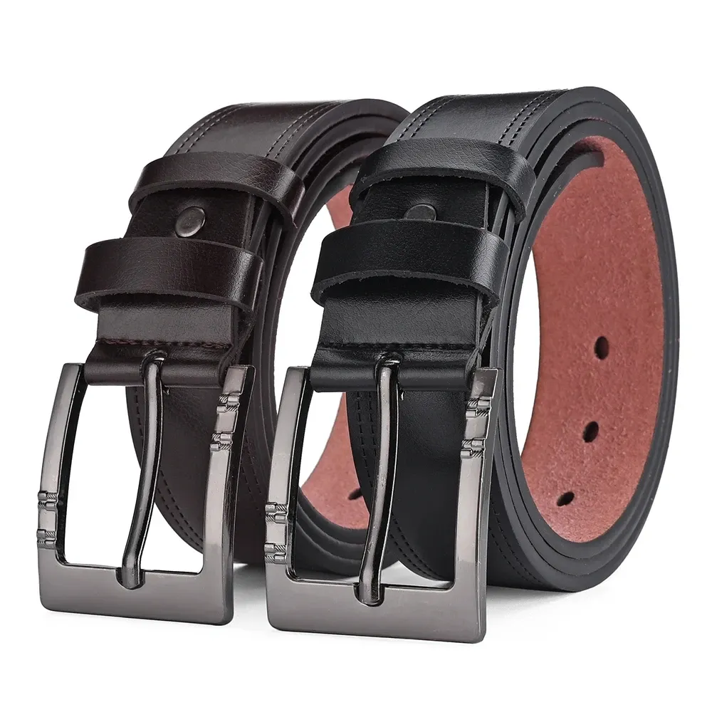 Genuine Leather Men's Belt - High Quality Cowskin Casual Jeans Belt with Business Buckle, Designer Waistband for Fashionable Men - 2024 New Style showcase 2