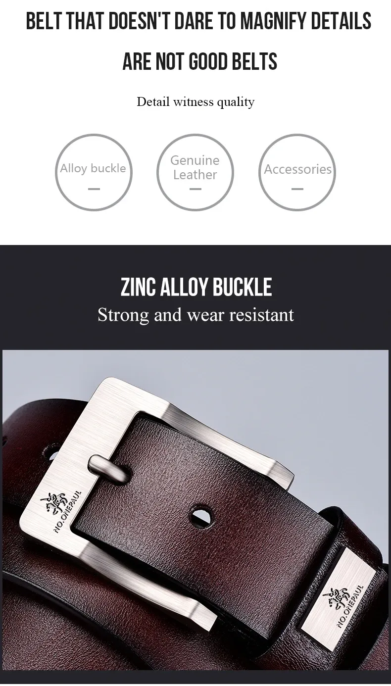 Men's Premium Leather Belt - High-Quality Buckle Casual & Business Jeans Belt, Designer Style for 2025 Fashion showcase 5