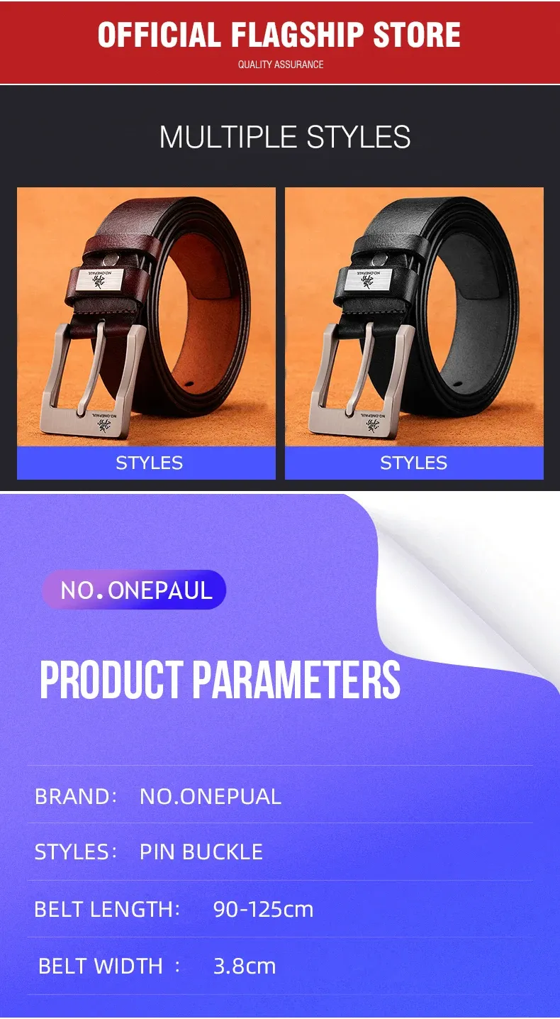 Men's Premium Leather Belt - High-Quality Buckle Casual & Business Jeans Belt, Designer Style for 2025 Fashion showcase 3
