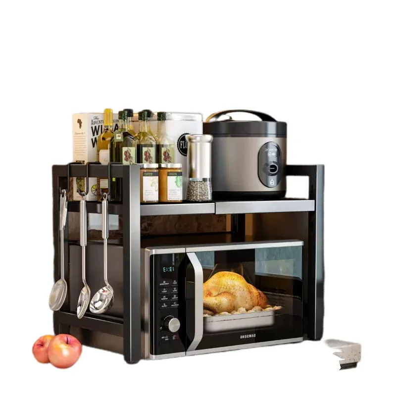 Telescopic Countertop Microwave Storage Rack Shelf - Expandable Organizer for Kitchen Rice Cookers, Ovens, and Appliances - Durable Household Storage Solution showcase 6