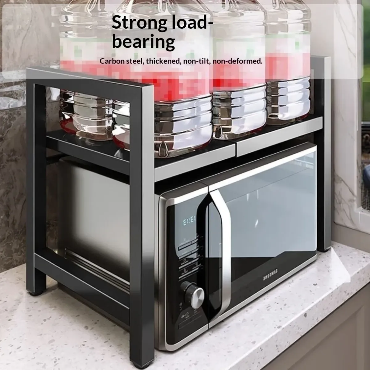 Telescopic Countertop Microwave Storage Rack Shelf - Expandable Organizer for Kitchen Rice Cookers, Ovens, and Appliances - Durable Household Storage Solution showcase 4