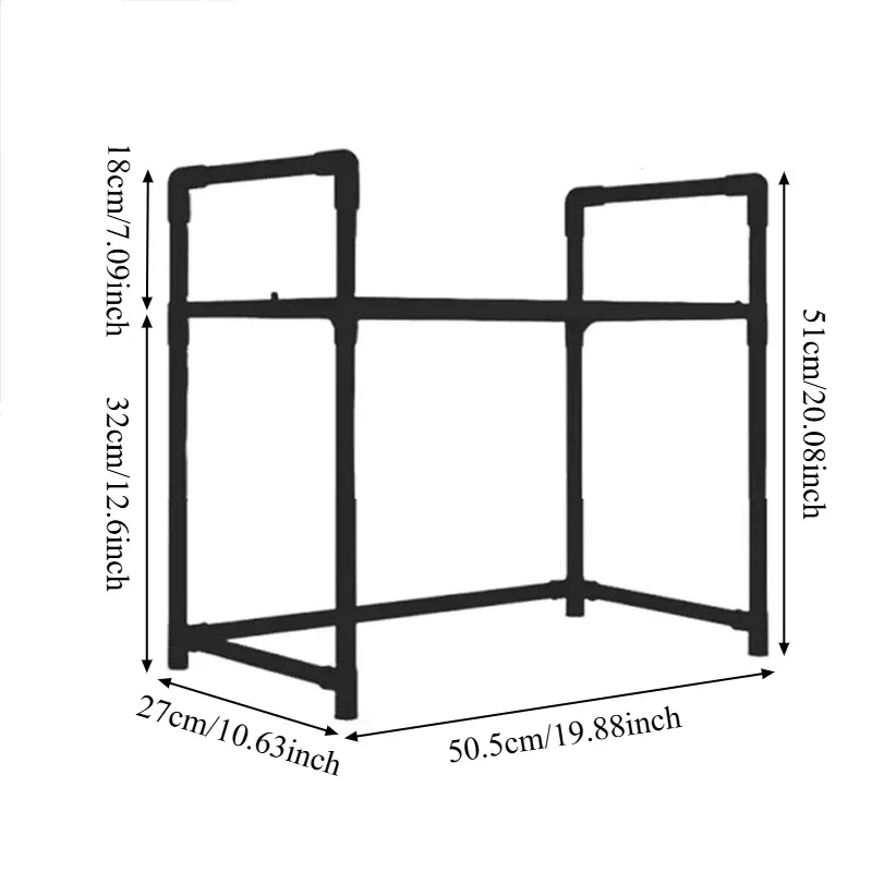 Multi-Purpose Kitchen Storage Rack Organizer - Thickened Adjustable Shelf for Microwave, Oven, Countertop, with Tool Hooks for Home Kitchen Use showcase 1