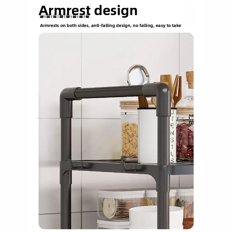 Multi-Purpose Kitchen Storage Rack Organizer - Thickened Adjustable Shelf for Microwave, Oven, Countertop, with Tool Hooks for Home Kitchen Use showcase 8