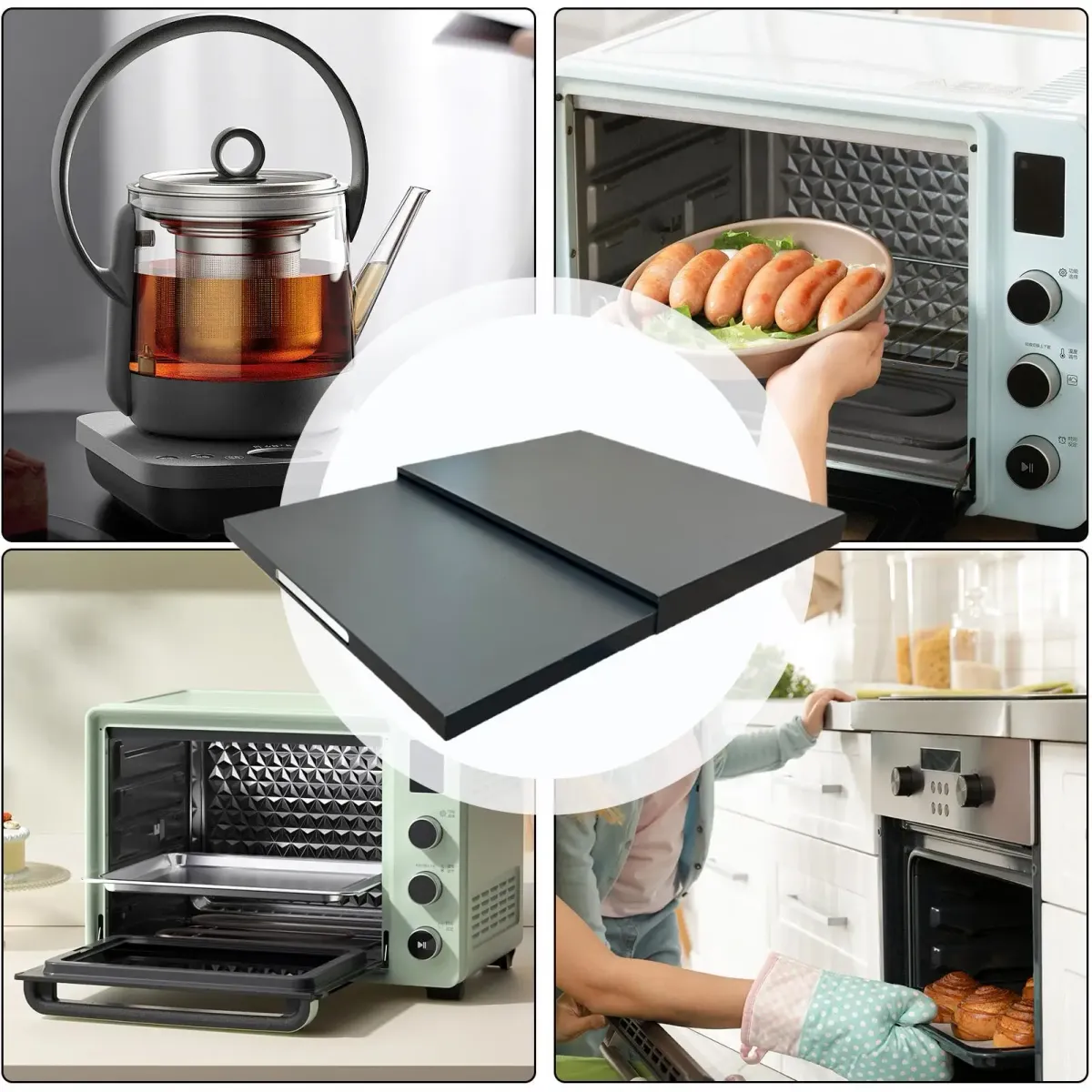 Space Saving Countertop Microwave Stand with Pull Out Drawer, Carbon Steel Oven Rack Organizer for Rice Cooker, Coffee Machine, Kitchen Storage showcase 5