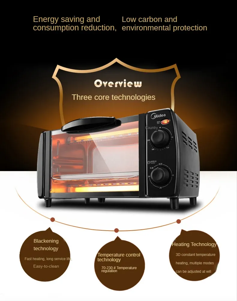 Multifunctional Mini Electric Oven for Home Baking - Compact Kitchen Appliance with Independent Temperature Control for Cakes & More showcase 3