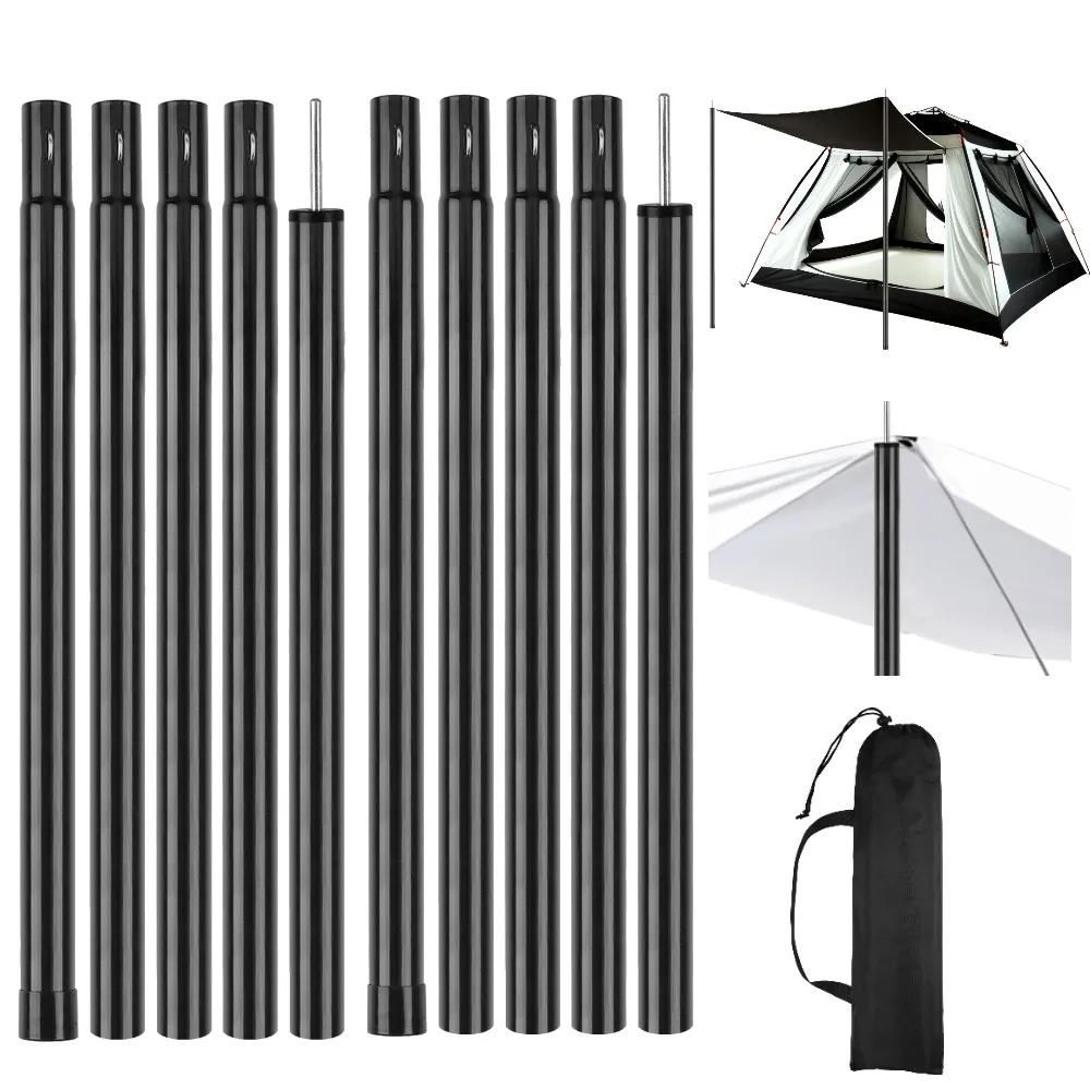 Telescopic Tent Poles Set of 2 - Adjustable Aluminium Camping Awning Poles for Sun Sails, Tarps, and Shelters - Lightweight & Durable Outdoor Gear