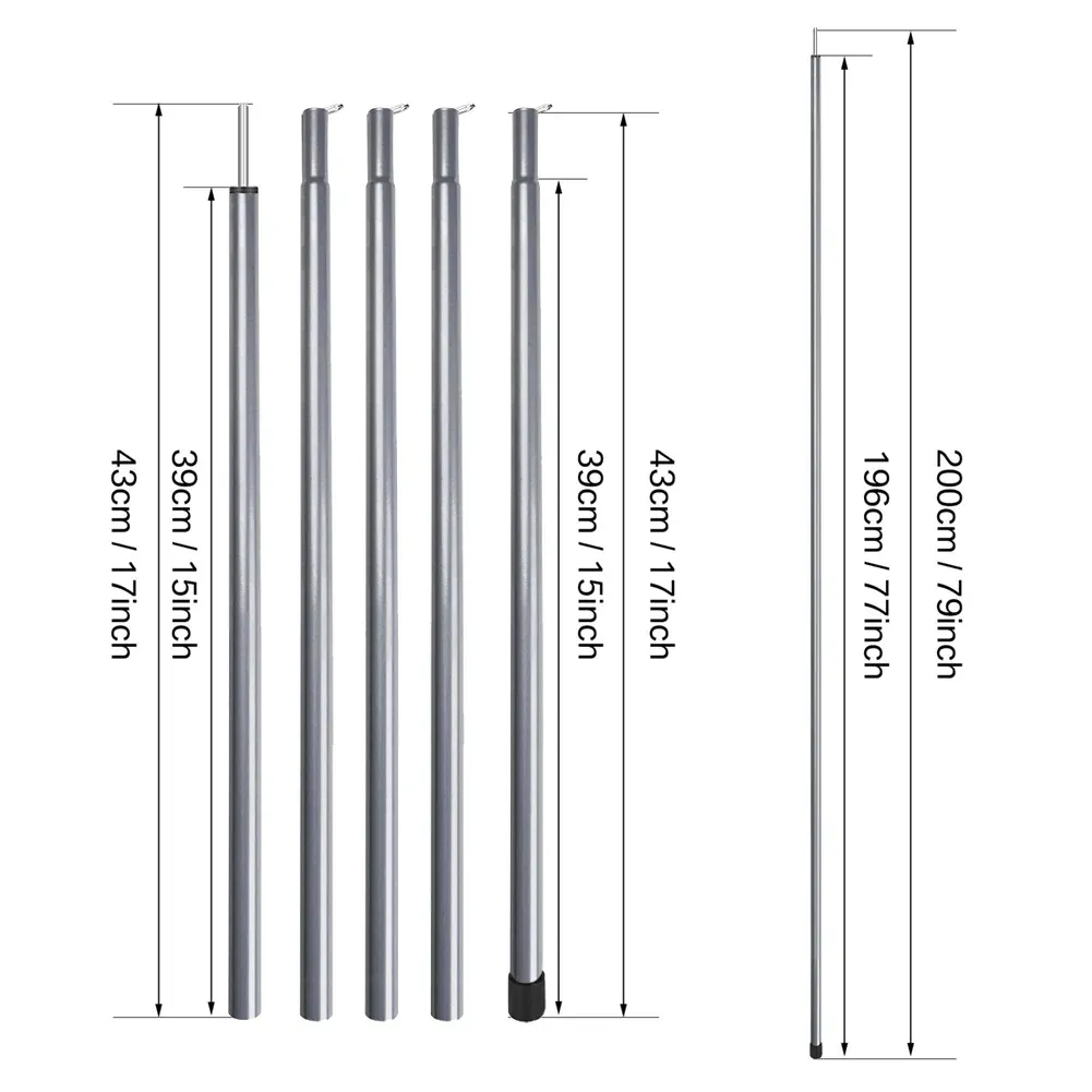 Telescopic Tent Poles Set of 2 - Adjustable Aluminium Camping Awning Poles for Sun Sails, Tarps, and Shelters - Lightweight & Durable Outdoor Gear showcase 2