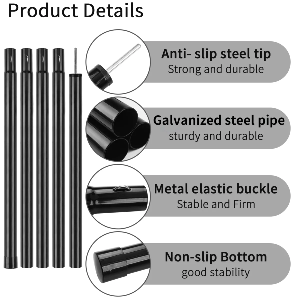 Telescopic Tent Poles Set of 2 - Adjustable Aluminium Camping Awning Poles for Sun Sails, Tarps, and Shelters - Lightweight & Durable Outdoor Gear showcase 12