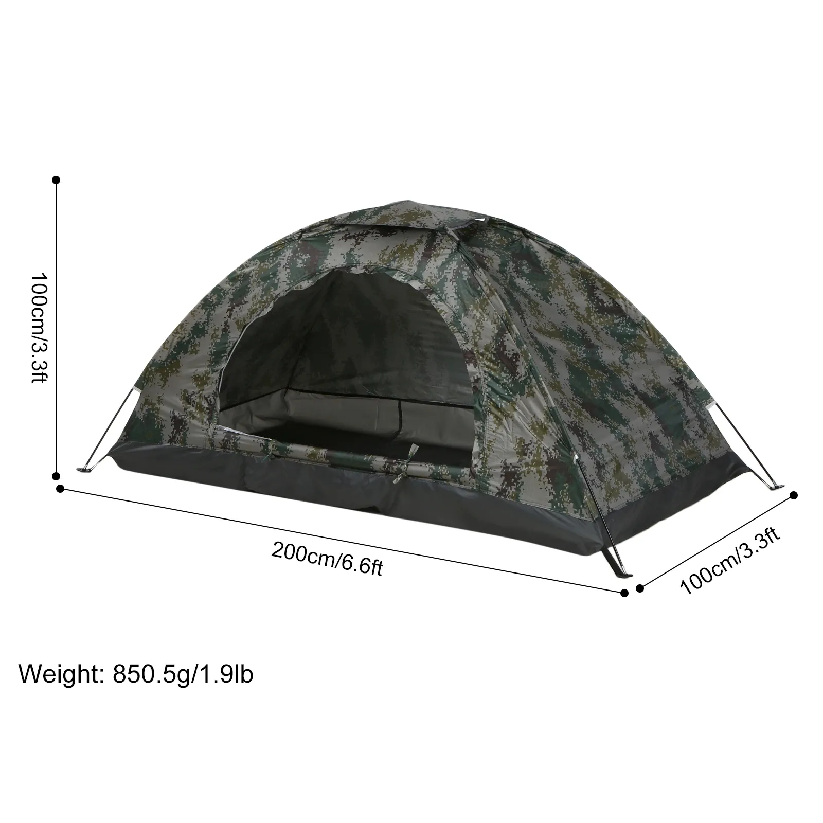 Tomshoo Ultralight 1-2 Person Camping Tent, Portable Single Layer Hiking Tent with UV Protection UPF 30+, Anti-UV Coating, Mesh Ventilation, and Carry Bag for Outdoor Beach Fishing Adventures thumbnail 4