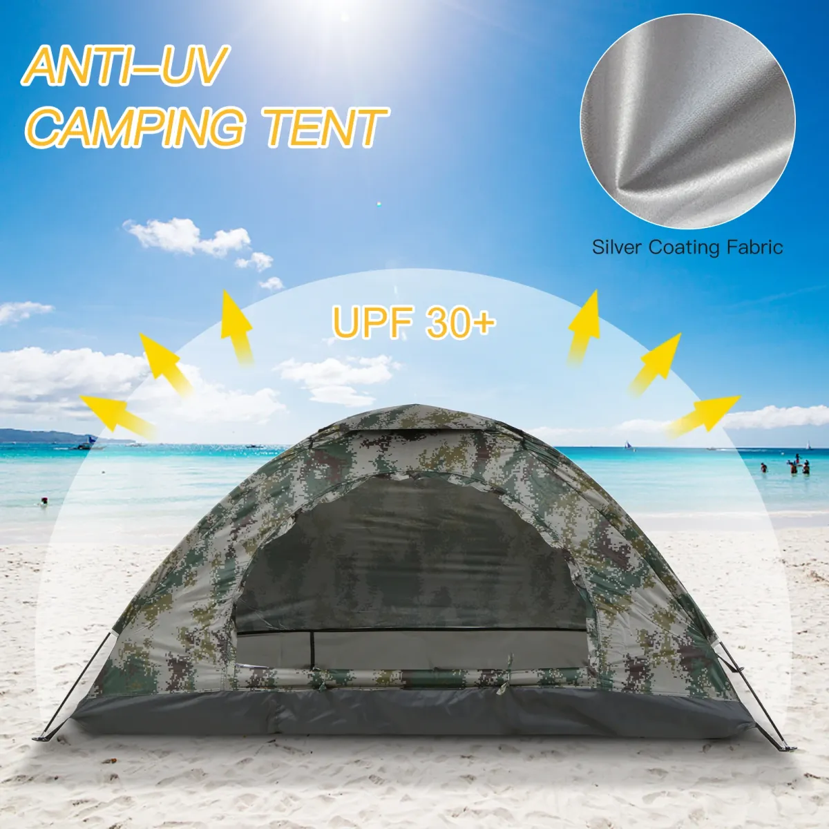 Tomshoo Ultralight 1-2 Person Camping Tent, Portable Single Layer Hiking Tent with UV Protection UPF 30+, Anti-UV Coating, Mesh Ventilation, and Carry Bag for Outdoor Beach Fishing Adventures showcase 9