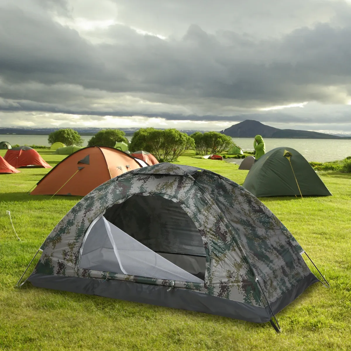 Tomshoo Ultralight 1-2 Person Camping Tent, Portable Single Layer Hiking Tent with UV Protection UPF 30+, Anti-UV Coating, Mesh Ventilation, and Carry Bag for Outdoor Beach Fishing Adventures showcase 10
