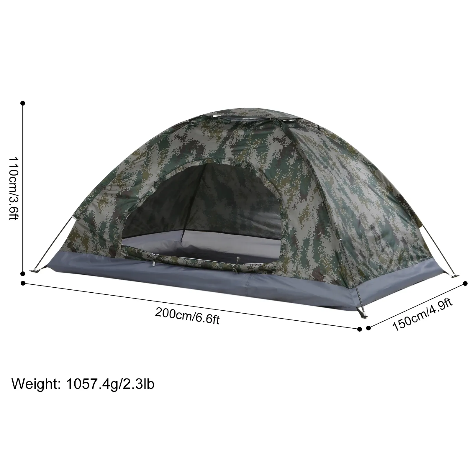 Tomshoo Ultralight 1-2 Person Camping Tent, Portable Single Layer Hiking Tent with UV Protection UPF 30+, Anti-UV Coating, Mesh Ventilation, and Carry Bag for Outdoor Beach Fishing Adventures thumbnail 3