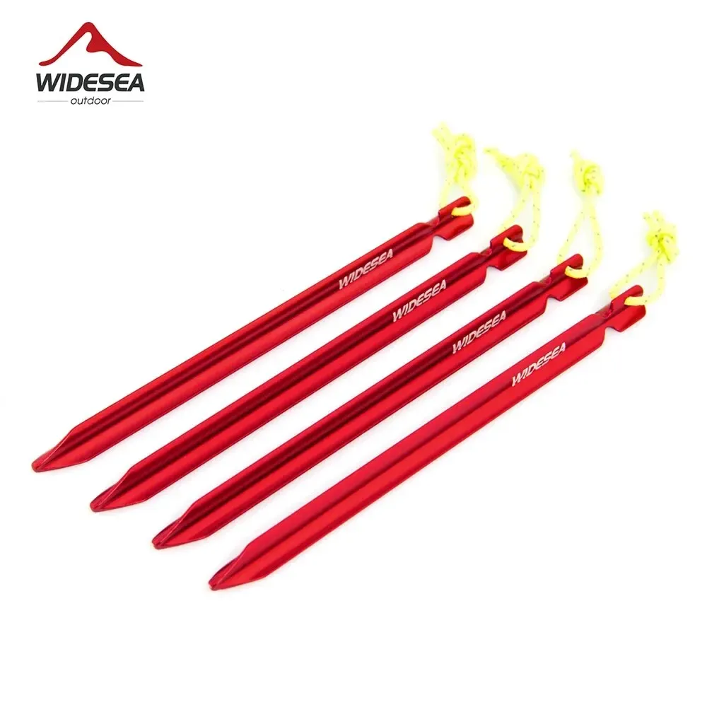 Widesea 4-Piece Camping Tent Pegs and Stakes Set for Hard Snow Floors, Outdoor Hiking and Shelter Equipment Supplies