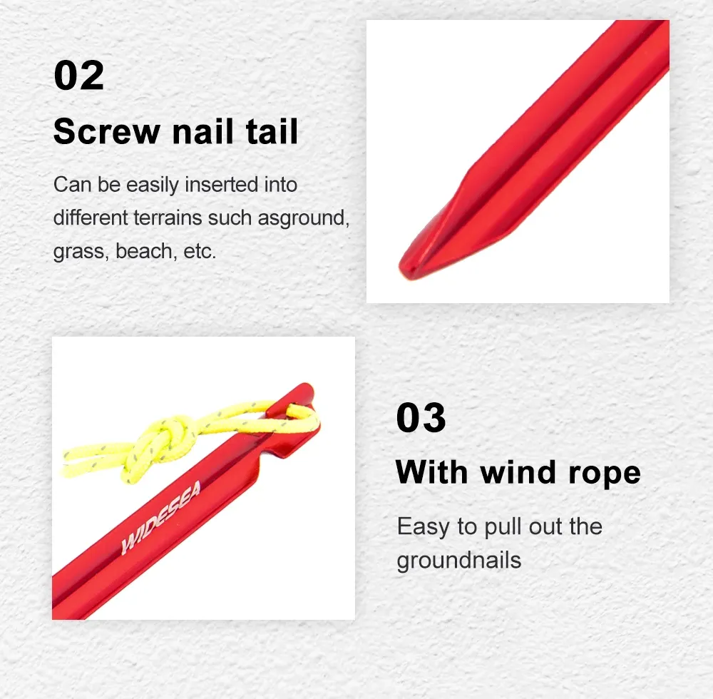 Widesea 4-Piece Camping Tent Pegs and Stakes Set for Hard Snow Floors, Outdoor Hiking and Shelter Equipment Supplies showcase 5