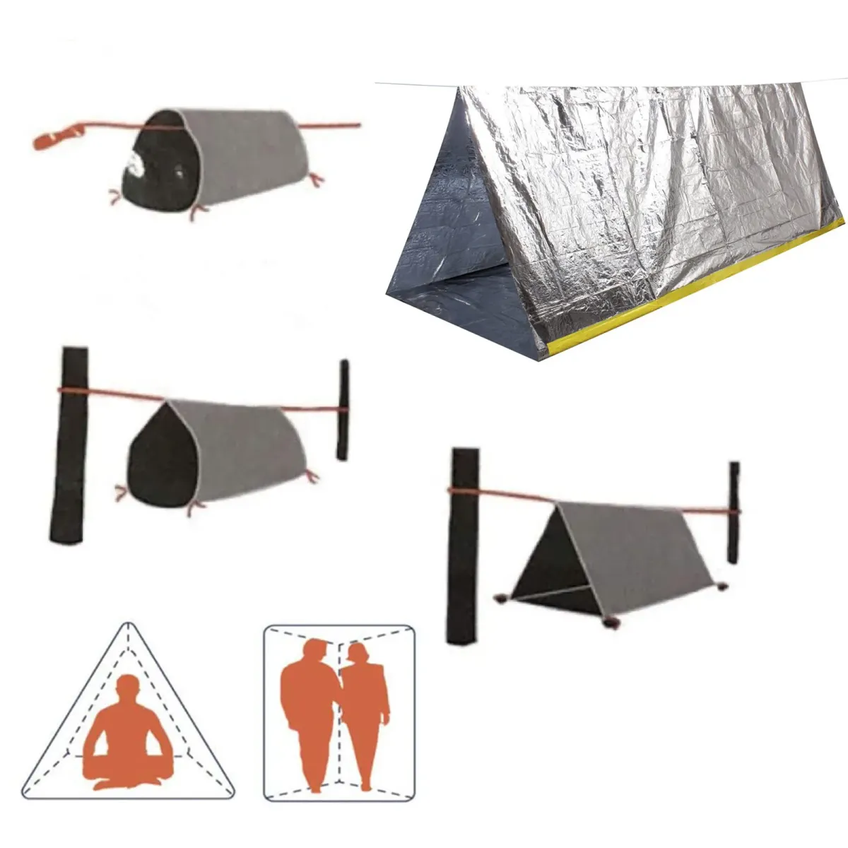 2 Person Waterproof Emergency Tube Tent for Camping & Outdoor Survival - Lightweight, Portable Shelter Reflects 90% Body Heat showcase 8