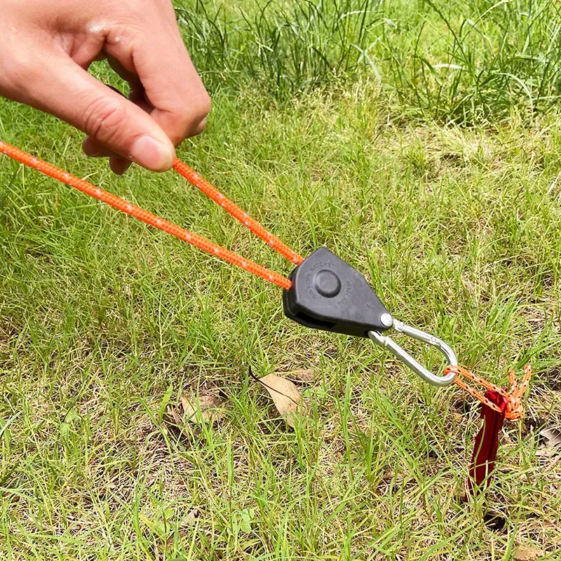 6pcs Reflective Camping Tent Rope with Pulley Tensioner - 5m 4mm Durable Polyester for Outdoor Tents, Awnings, and Gear Tie-Downs showcase 2