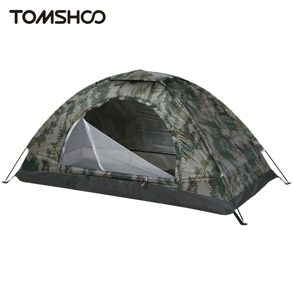 Tomshoo Ultralight 1-2 Person Camping Tent, Single Layer Portable Hiking Tent with Anti-UV Coating UPF 30+, Mesh Ventilation, Fiberglass Poles, Ideal for Outdoor Beach Fishing Adventures