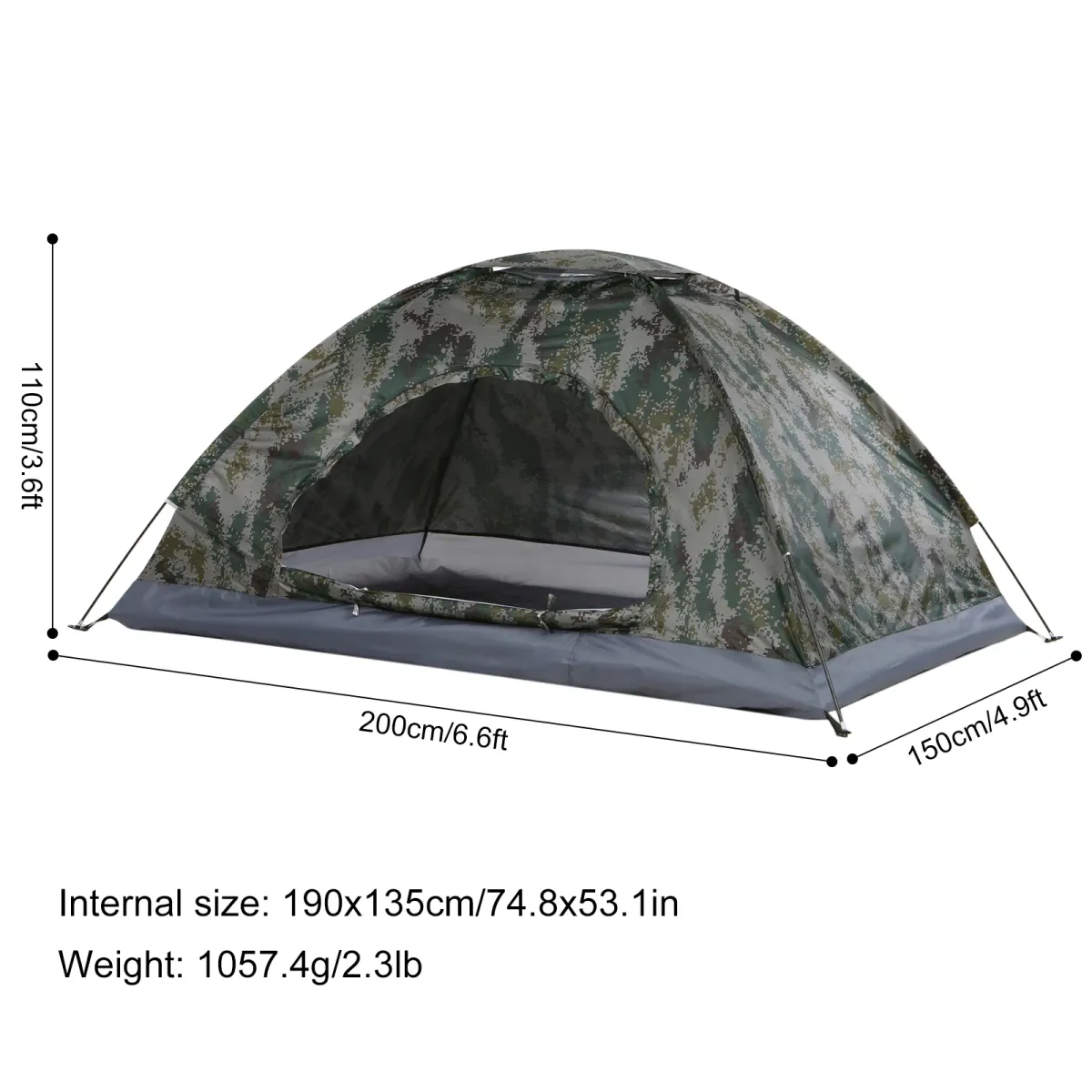 Tomshoo Ultralight 1-2 Person Camping Tent, Single Layer Portable Hiking Tent with Anti-UV Coating UPF 30+, Mesh Ventilation, Fiberglass Poles, Ideal for Outdoor Beach Fishing Adventures showcase 7