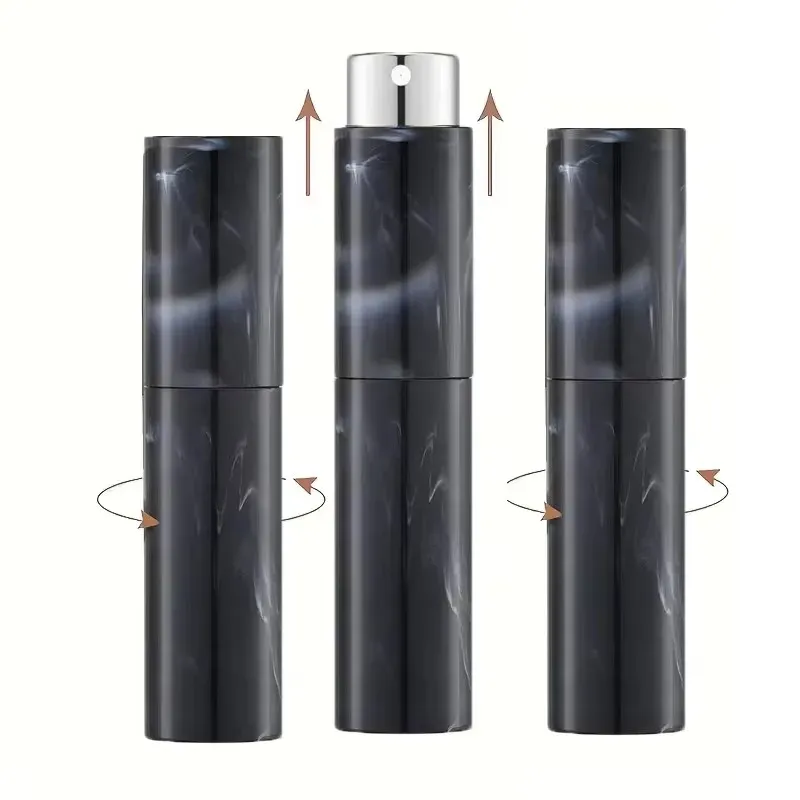 10ml Marble Pattern Rotating Perfume Spray Bottle Set - Refillable Mini Travel Size Empty Cologne Atomizer for Men & Women thumbnail 2