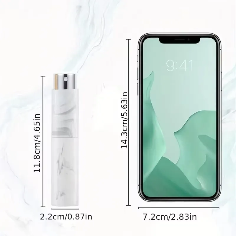 10ml Marble Pattern Rotating Perfume Spray Bottle Set - Refillable Mini Travel Size Empty Cologne Atomizer for Men & Women thumbnail 5