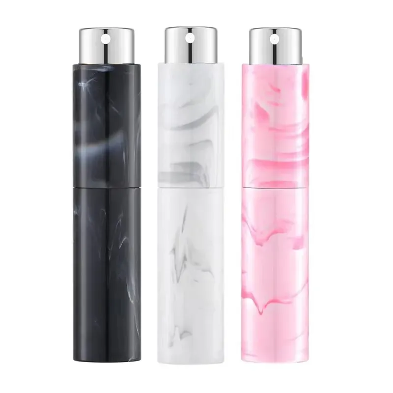 10ml Marble Pattern Rotating Perfume Spray Bottle Set - Refillable Mini Travel Size Empty Cologne Atomizer for Men & Women