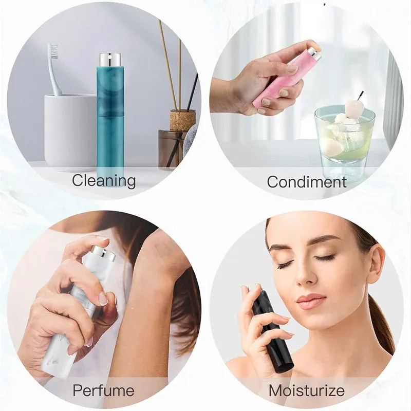 3-Piece Marble Pattern Rotating 10ml Perfume Spray Bottles Set - Refillable Mini Travel Cologne Atomizer for Men & Women showcase 3