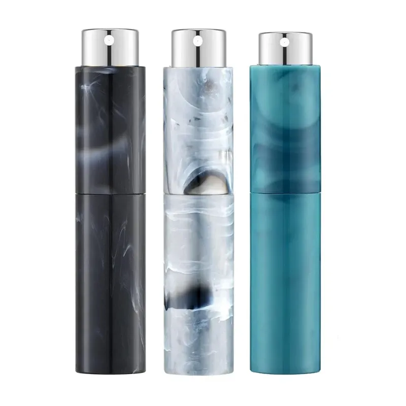 3-Piece Marble Pattern Rotating 10ml Perfume Spray Bottles Set - Refillable Mini Travel Cologne Atomizer for Men & Women