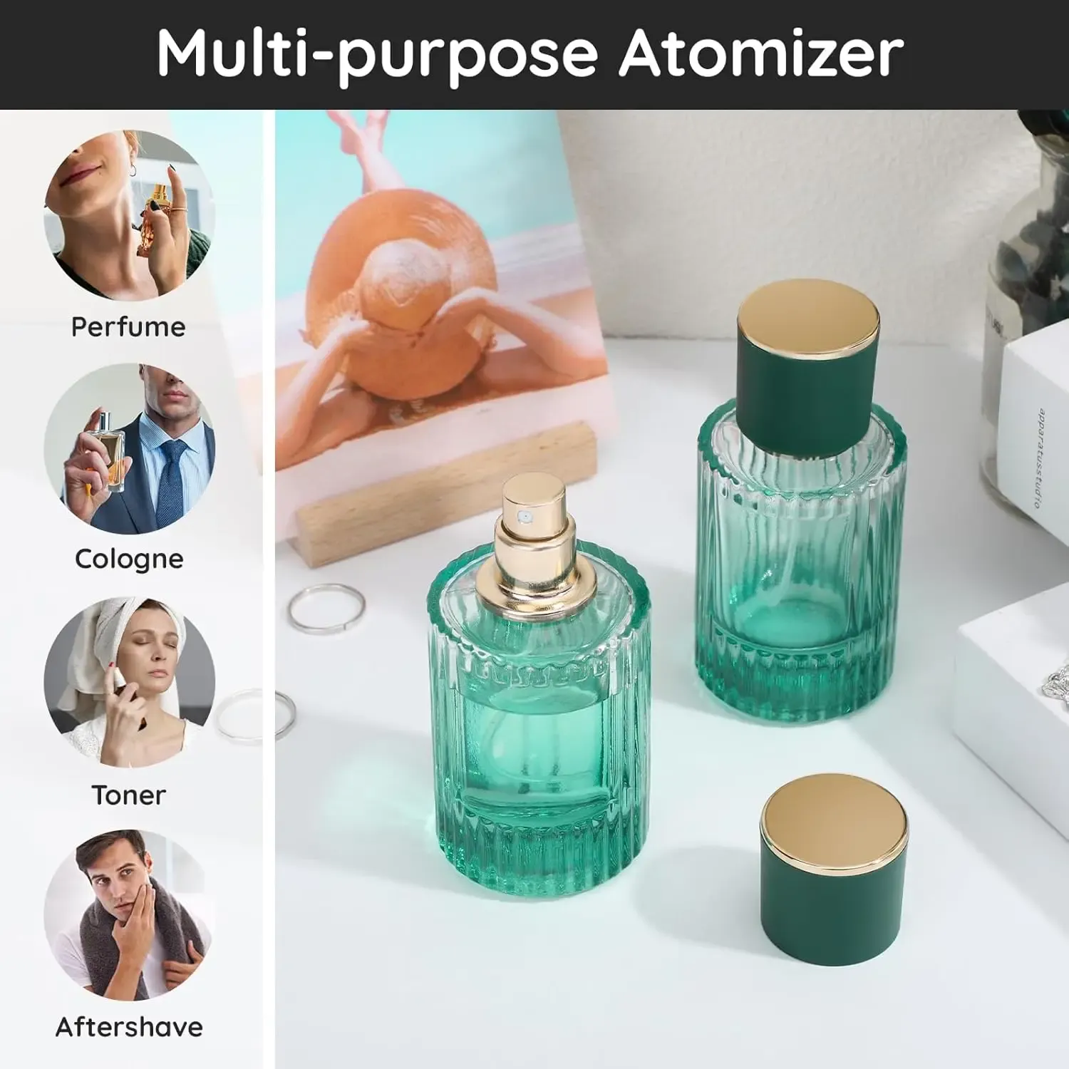 2pcs 30ml Refillable Glass Perfume Atomizer Spray Bottles - Portable Travel Essential Oil Container with Fine Mist Sprayer for Men & Women thumbnail 5