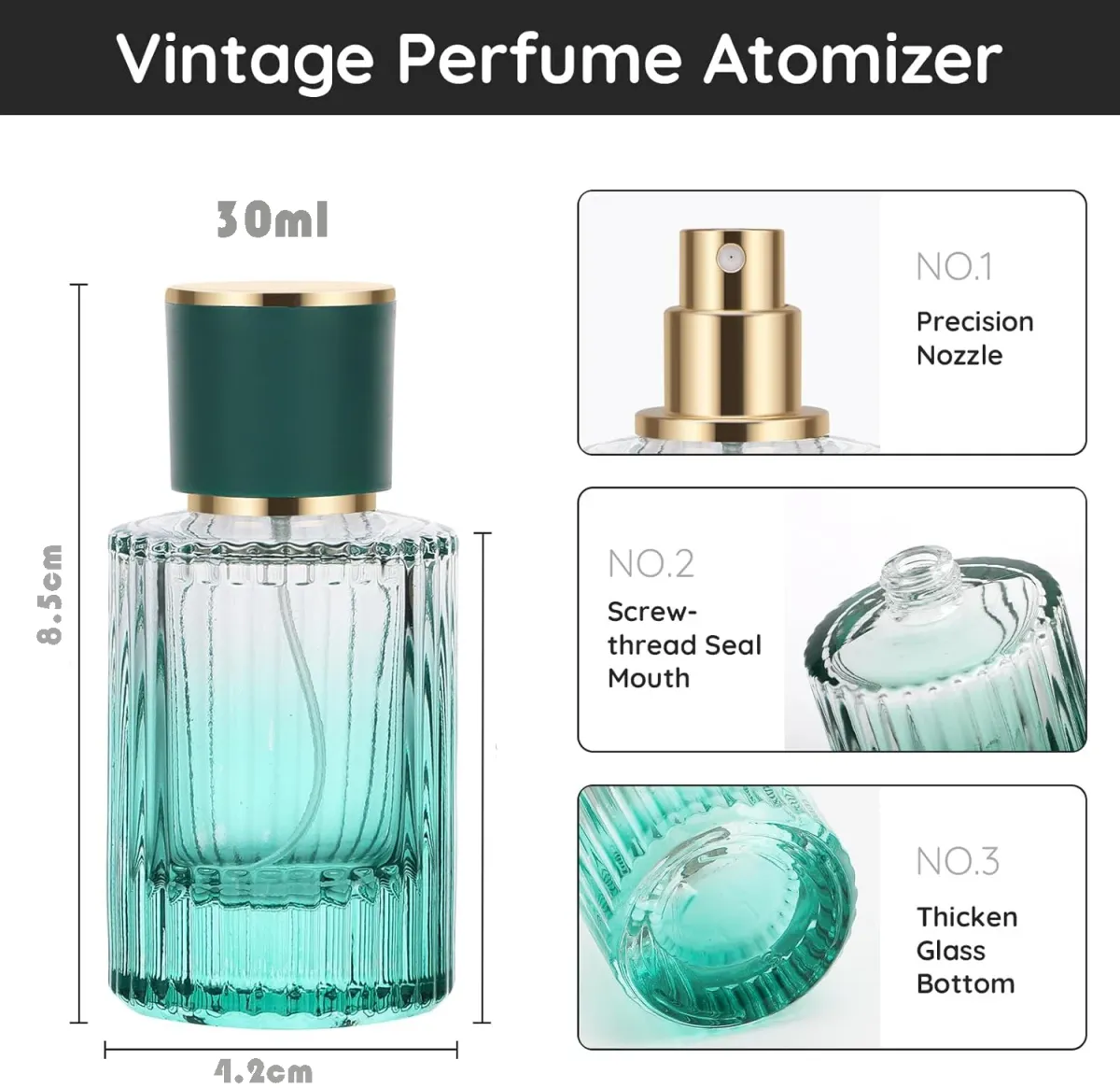 2pcs 30ml Refillable Glass Perfume Atomizer Spray Bottles - Portable Travel Essential Oil Container with Fine Mist Sprayer for Men & Women showcase 6