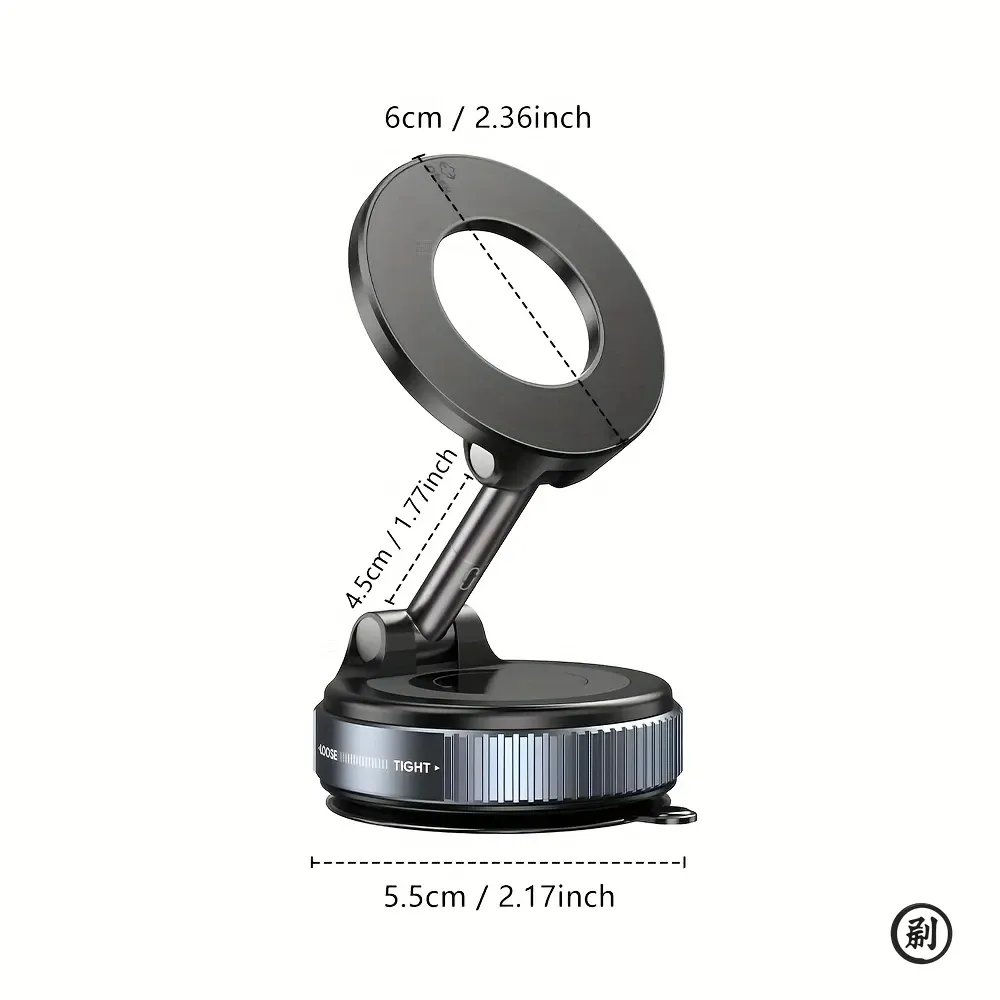 Strong Magnetic Car Phone Holder with 360° Adjustable Vacuum Mount - Foldable, Universal Design for Car, Desk, Bathroom Use thumbnail 3
