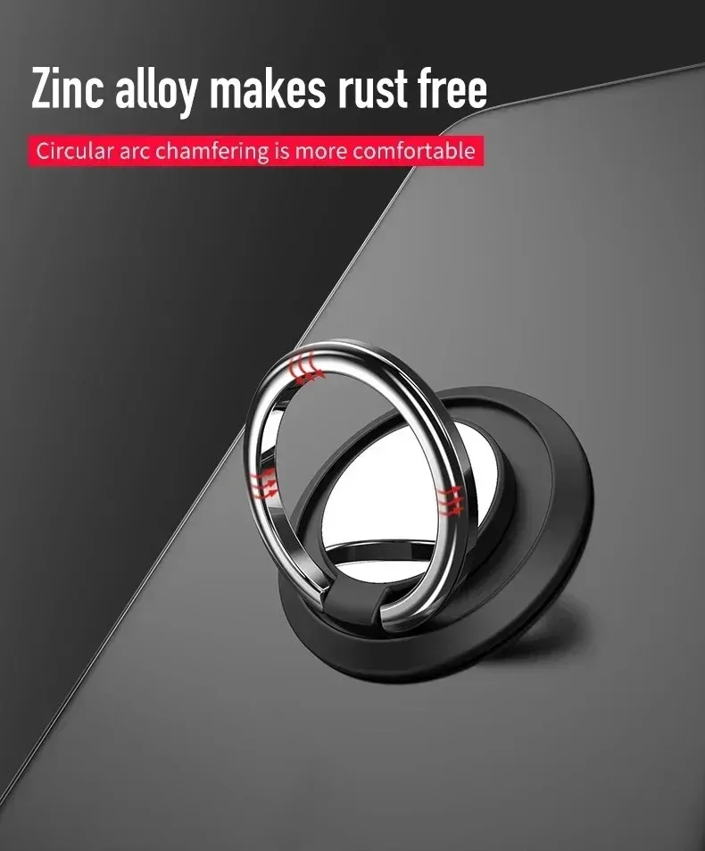 Universal Mini Finger Ring Holder Stand Grip 360 Rotating for Mobile Phone with Car Magnetic Mount Back Sticker Pad Bracket showcase 3