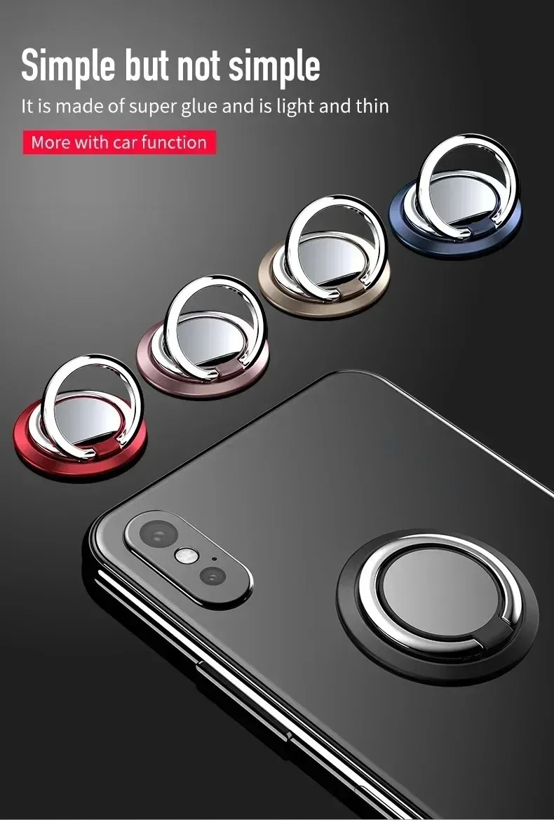 Universal Mini Finger Ring Holder Stand Grip 360 Rotating for Mobile Phone with Car Magnetic Mount Back Sticker Pad Bracket showcase 2