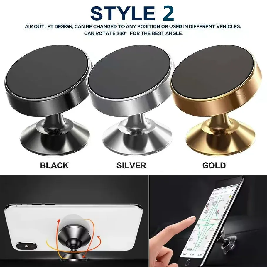 Universal Magnetic Car Phone Holder Mount - 360° Rotatable or Fixed Stand for iPhone, Samsung, Huawei - Dashboard & Wall Sticker showcase 2