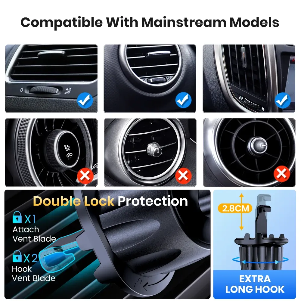 TOPK Universal Car Phone Holder Mount - Air Vent & Dashboard Suction Cup for iPhone, Samsung, Xiaomi (4.7-6.7") - Secure GPS Stand Bracket showcase 11