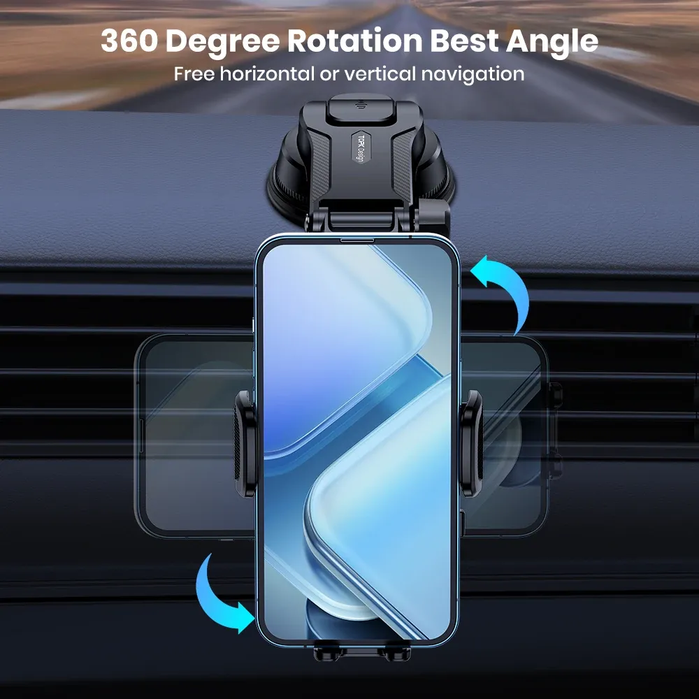 TOPK Universal Car Phone Holder Mount - Air Vent & Dashboard Suction Cup for iPhone, Samsung, Xiaomi (4.7-6.7") - Secure GPS Stand Bracket showcase 5
