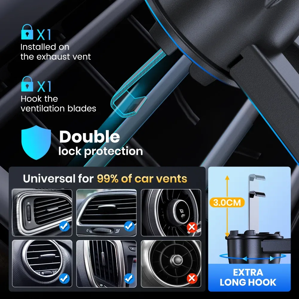 TOPK Universal Car Phone Holder Mount - Air Vent & Dashboard Suction Cup for iPhone, Samsung, Xiaomi (4.7-6.7") - Secure GPS Stand Bracket showcase 20