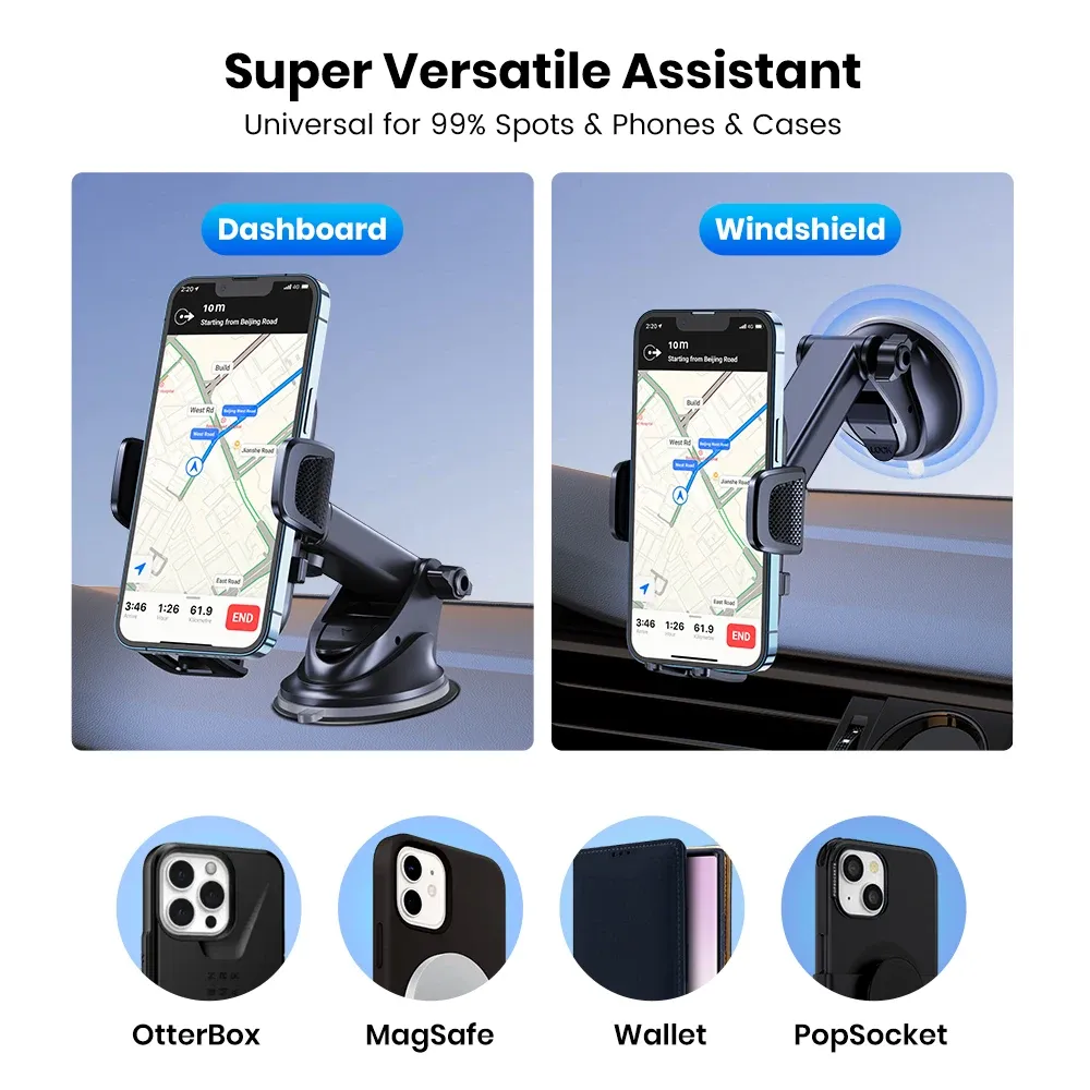 TOPK Universal Car Phone Holder Mount - Air Vent & Dashboard Suction Cup for iPhone, Samsung, Xiaomi (4.7-6.7") - Secure GPS Stand Bracket showcase 15