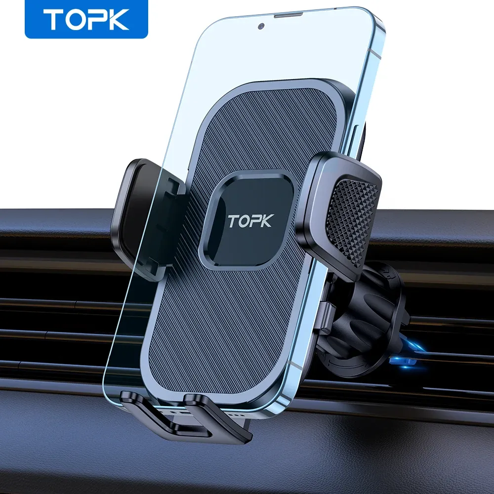 TOPK Universal Car Phone Holder Mount - Air Vent & Dashboard Suction Cup for iPhone, Samsung, Xiaomi (4.7-6.7") - Secure GPS Stand Bracket showcase 9